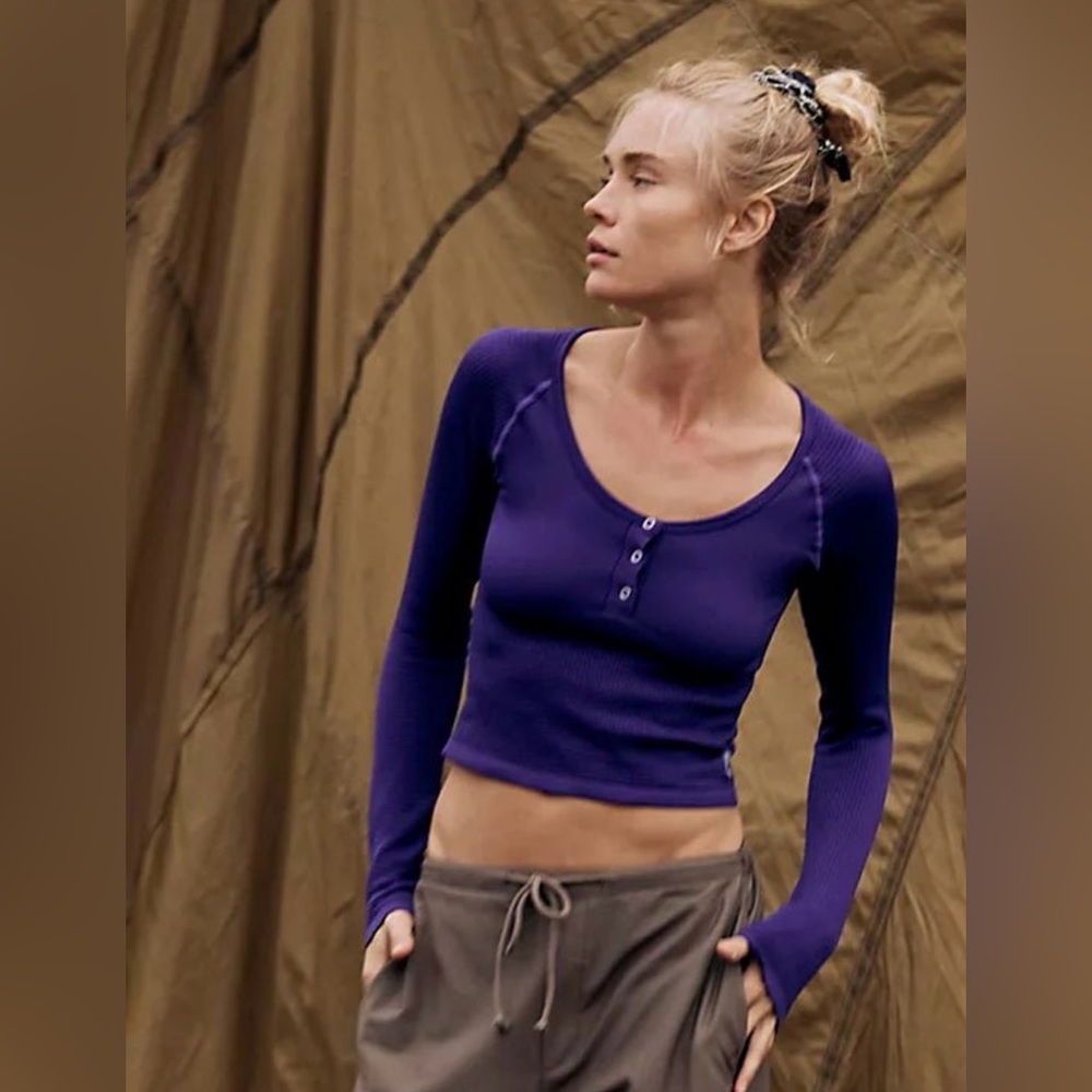 Free People X FP Movement Bail Out Layer in Dark Amethyst NWT